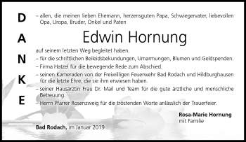 Traueranzeige von Edwin Hornung von Neue Presse Coburg