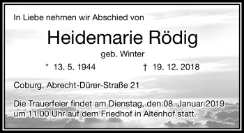Traueranzeige von Heidemarie Rödig von Neue Presse Coburg