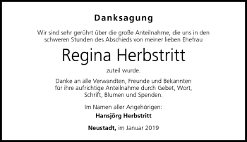 Traueranzeige von Regina Herbstritt von Neue Presse Coburg