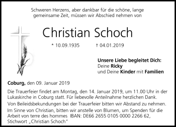 Traueranzeige von Christian Schoch von Neue Presse Coburg