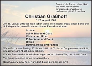 Traueranzeige von Christian Graßhoff von Südthüringer Presse