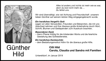 Traueranzeige von Günther Hild von Neue Presse Coburg
