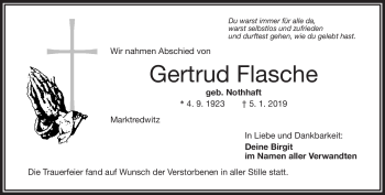 Traueranzeige von Gertrud Flasche von Frankenpost