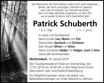 Traueranzeige von Patrick Schuberth von Neue Presse Coburg