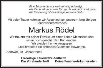 Traueranzeige von Markus Rödel von Frankenpost