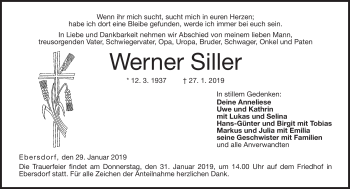 Traueranzeige von Werner Siller von Neue Presse Coburg