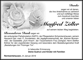 Traueranzeige von Manfred Zöller von Südthüringer Presse