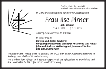 Traueranzeige von Ilse Pirner von Frankenpost