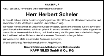 Traueranzeige von Herbert Scheler von Neue Presse Coburg