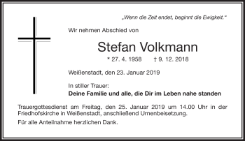 Traueranzeige von Stefan Volkmann von Frankenpost