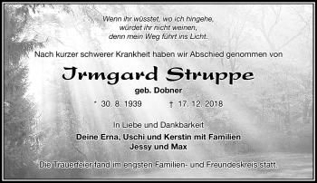 Traueranzeige von Irmgard Struppe von Frankenpost