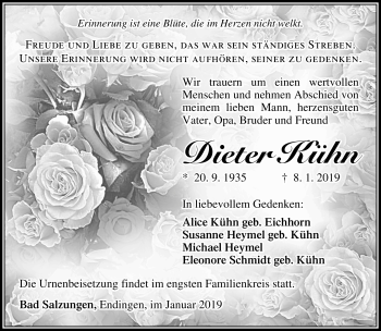 Traueranzeige von Dieter Kühn von Südthüringer Presse