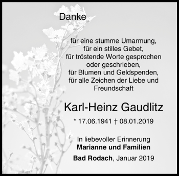 Traueranzeige von Karl-Heinz Gaudlitz von Neue Presse Coburg