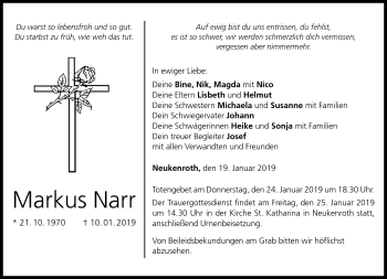Traueranzeige von Markus Narr von Neue Presse Coburg
