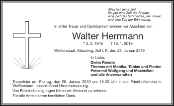 Traueranzeige von Walter Herrmann von Frankenpost