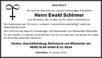 Traueranzeige von Ewald Schirmer von Neue Presse Coburg