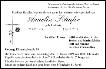 Traueranzeige von Annelise Schäfer von Neue Presse Coburg