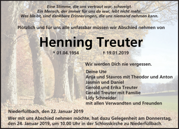 Traueranzeige von Henning Treuter von Neue Presse Coburg