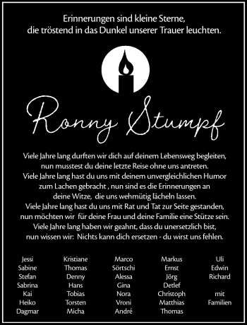 Traueranzeige von Ronny Stumpf von Frankenpost