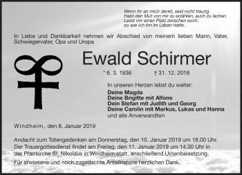 Traueranzeige von Ewald Schirmer von Neue Presse Coburg