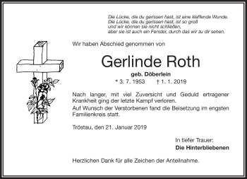 Traueranzeige von Gerlinde Roth von Frankenpost