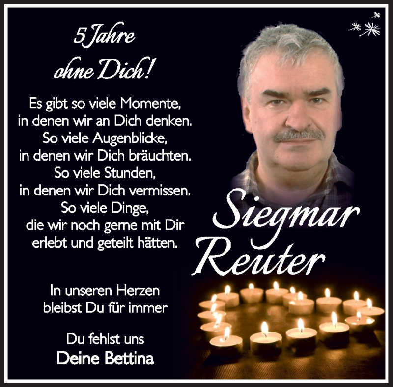  Traueranzeige für Siegmar Reuter vom 04.01.2019 aus Südthüringer Presse