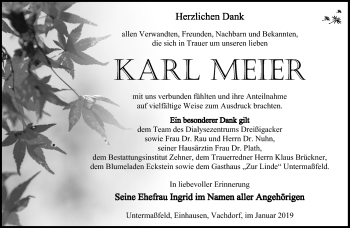 Traueranzeige von Karl Meier von Südthüringer Presse