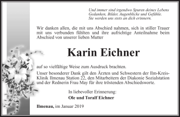 Traueranzeige von Karin Eichner von Südthüringer Presse