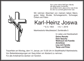 Traueranzeige von Karl-Heinz Joswa von Frankenpost
