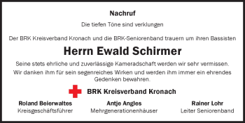 Traueranzeige von Ewald Schirmer von Neue Presse Coburg