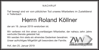 Traueranzeige von Roland Köllner von Frankenpost