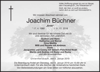 Traueranzeige von Joachim Büchner von Neue Presse Coburg