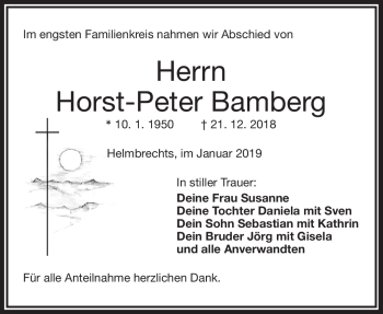 Traueranzeige von Horst-Peter Bamberg von Frankenpost