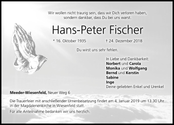 Traueranzeige von Hans-Peter Fischer von Neue Presse Coburg