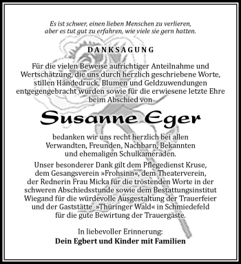 Traueranzeige von Susanne Eger von Südthüringer Presse