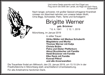 Traueranzeige von Brigitte Werner von Frankenpost