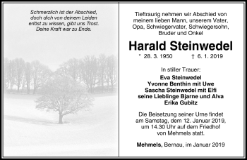 Traueranzeige von Harald Steinwedel von Südthüringer Presse