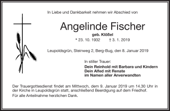 Traueranzeige von Angelinde Fischer von Frankenpost