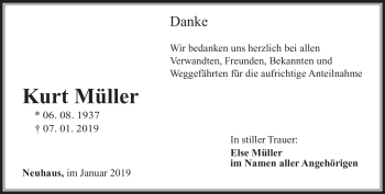 Traueranzeige von Kurt Müller von Südthüringer Presse