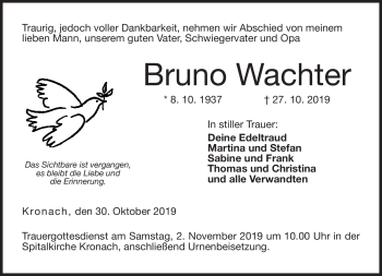 Traueranzeige von Bruno Wachter von Neue Presse Coburg