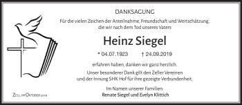 Traueranzeige von Heinz Siegel von Frankenpost