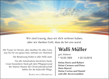 Traueranzeige von Walli Müller von Frankenpost