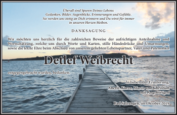 Traueranzeige von Detlef Weibrecht von Südthüringer Presse