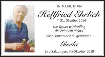 Traueranzeige von hellfried ehrlich von Südthüringer Presse