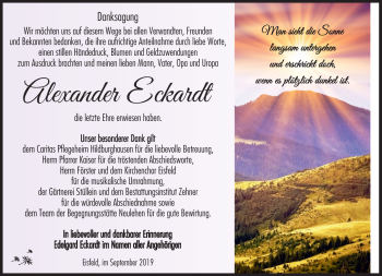 Traueranzeige von Alexander Eckhardt von Südthüringer Presse