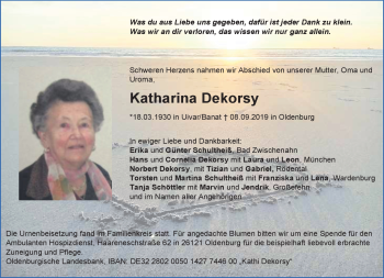 Traueranzeige von Katharina Dekorsy von Neue Presse Coburg