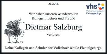 Traueranzeige von Dietmar Salzburg von Frankenpost