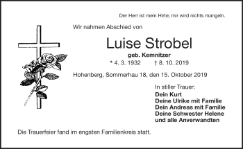 Traueranzeige von Luise Strobel von Frankenpost