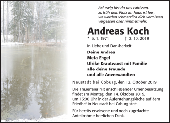 Traueranzeige von Andreas Koch von Neue Presse Coburg