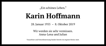 Traueranzeige von Karin Hoffmann von Frankenpost